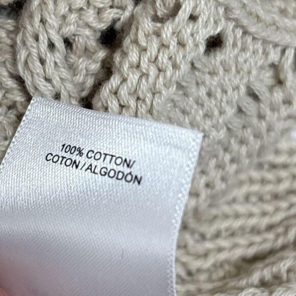 Lucky Brand Women Cotton Open-Stitch Pointelle Pullover Sweater Oat Size Medium - Picture 11 of 14